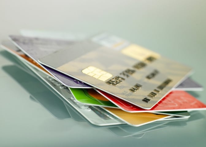 Credit cards stacked on top of each other