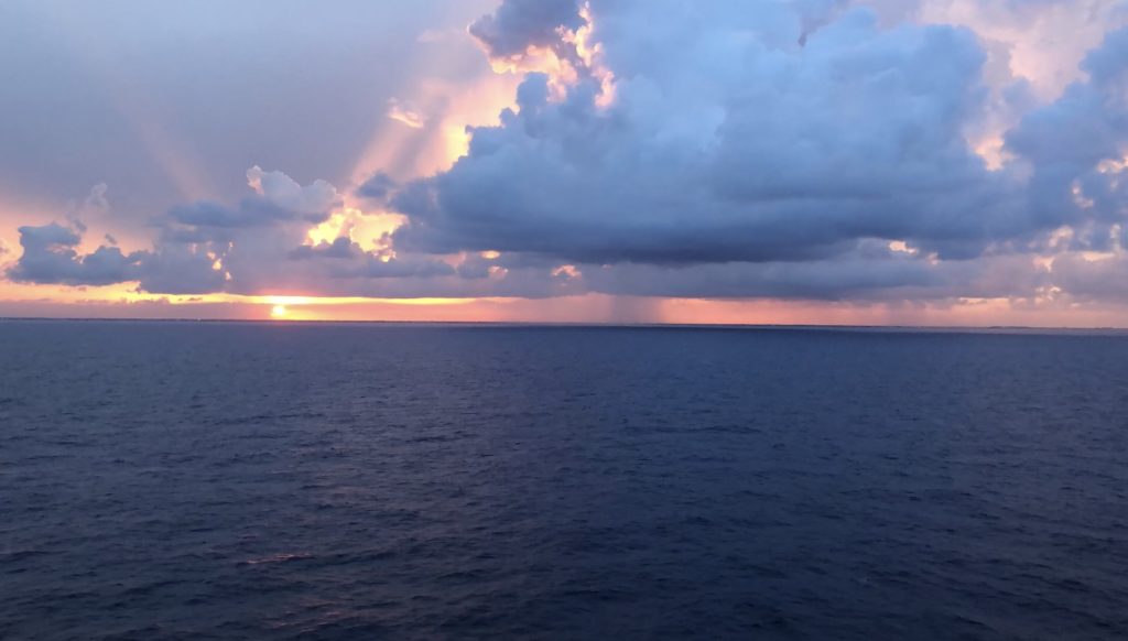 Photo of a sunset taken on the MSC Seaside in 2019