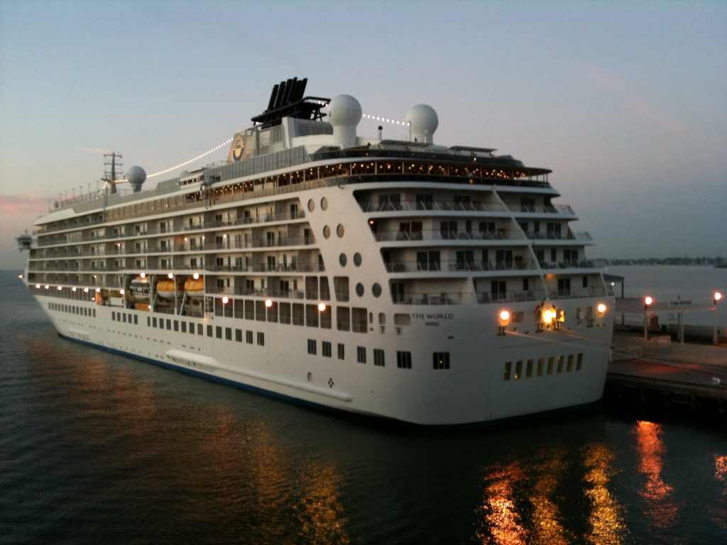 Wanna live on a cruise ship?  This is a photo of The World condominium cruise ship.