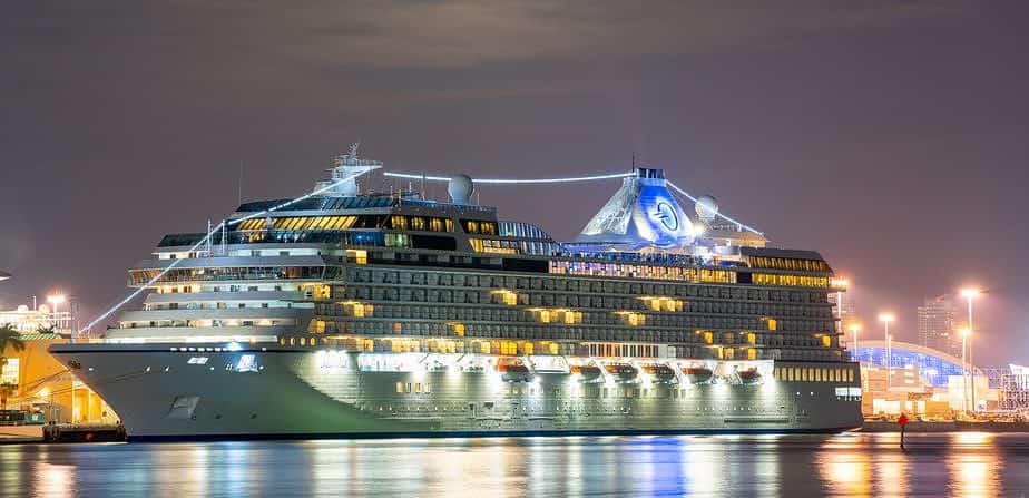 Oceania Cruises Marina docked at Port Miami night