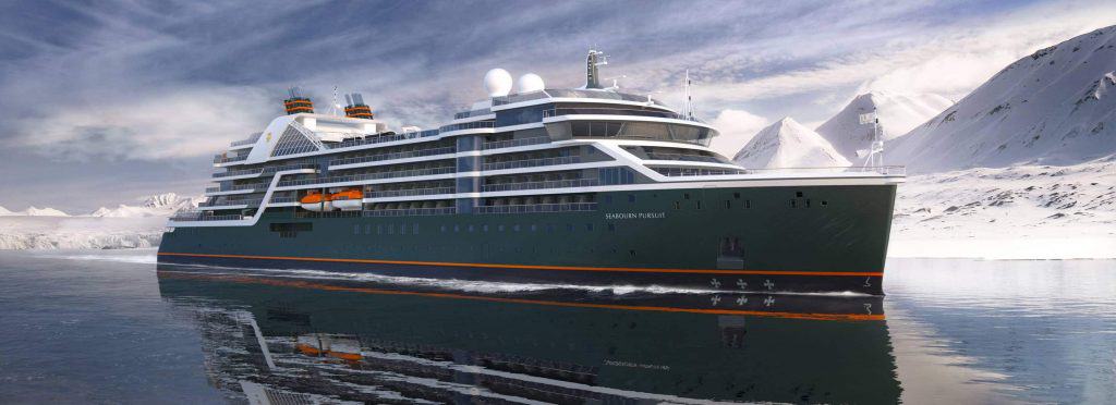 a photo of Seabourn's new cruise ship in 2023, Pursuit