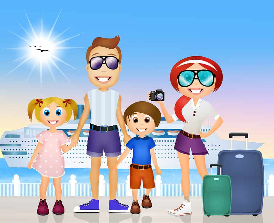 Illustration of a family on a cruise